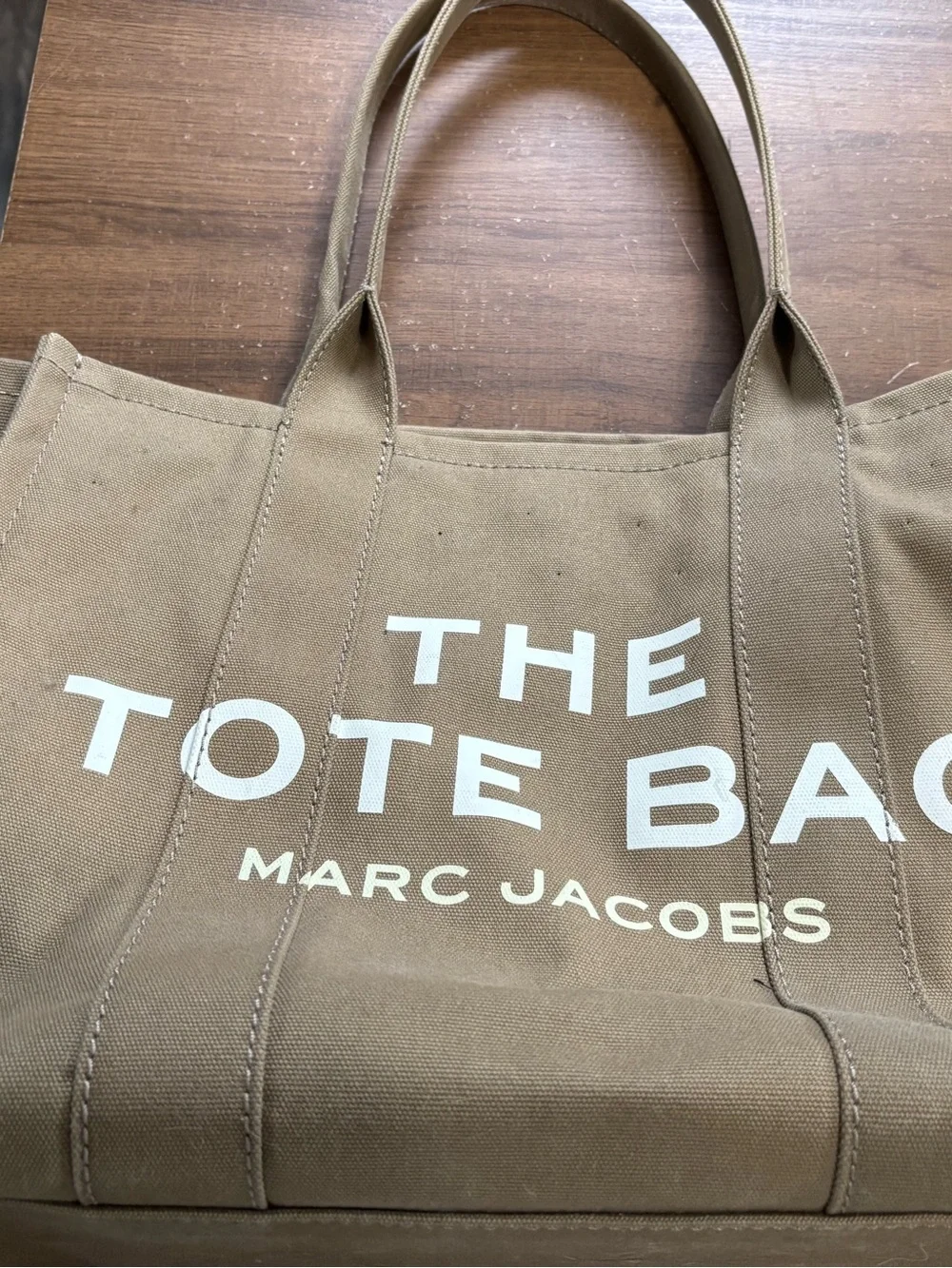 Marc Jacobs Canvas Tote Bag in Kahki with White Logo
